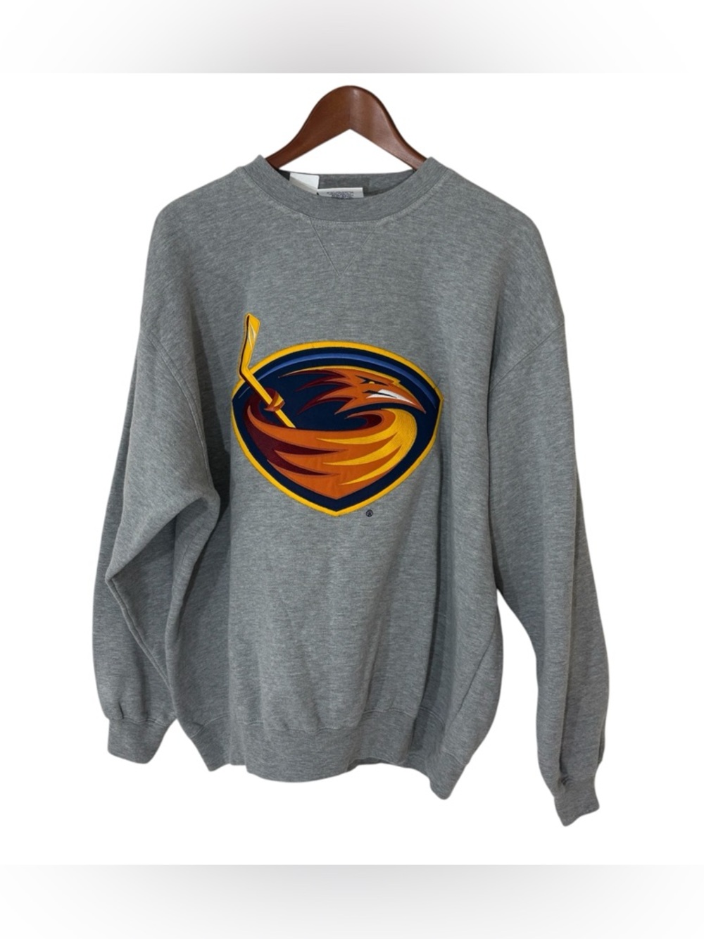 Vtg Lee Sport NHL Atlanta Thrashers Embroidered Logo Gray Sweatshirt Men’s L